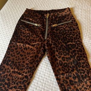 Unif high waisted leopard velvet pants 24
